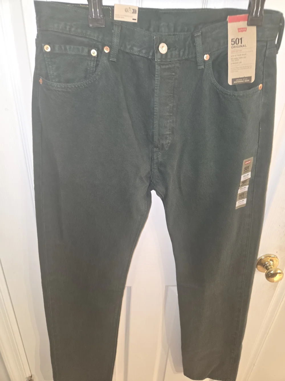 Levi's 501 Original Men's 33w X 34 L Jeans - Dark Green